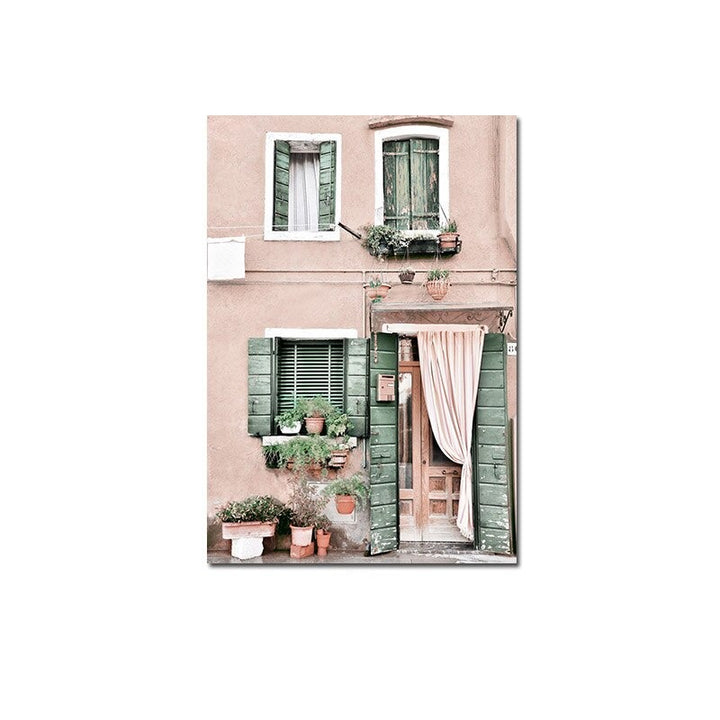 Venice pink house canvas poster.