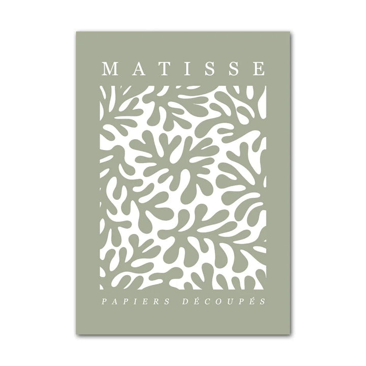 Canvas print with Matisse design and text on a light green background
