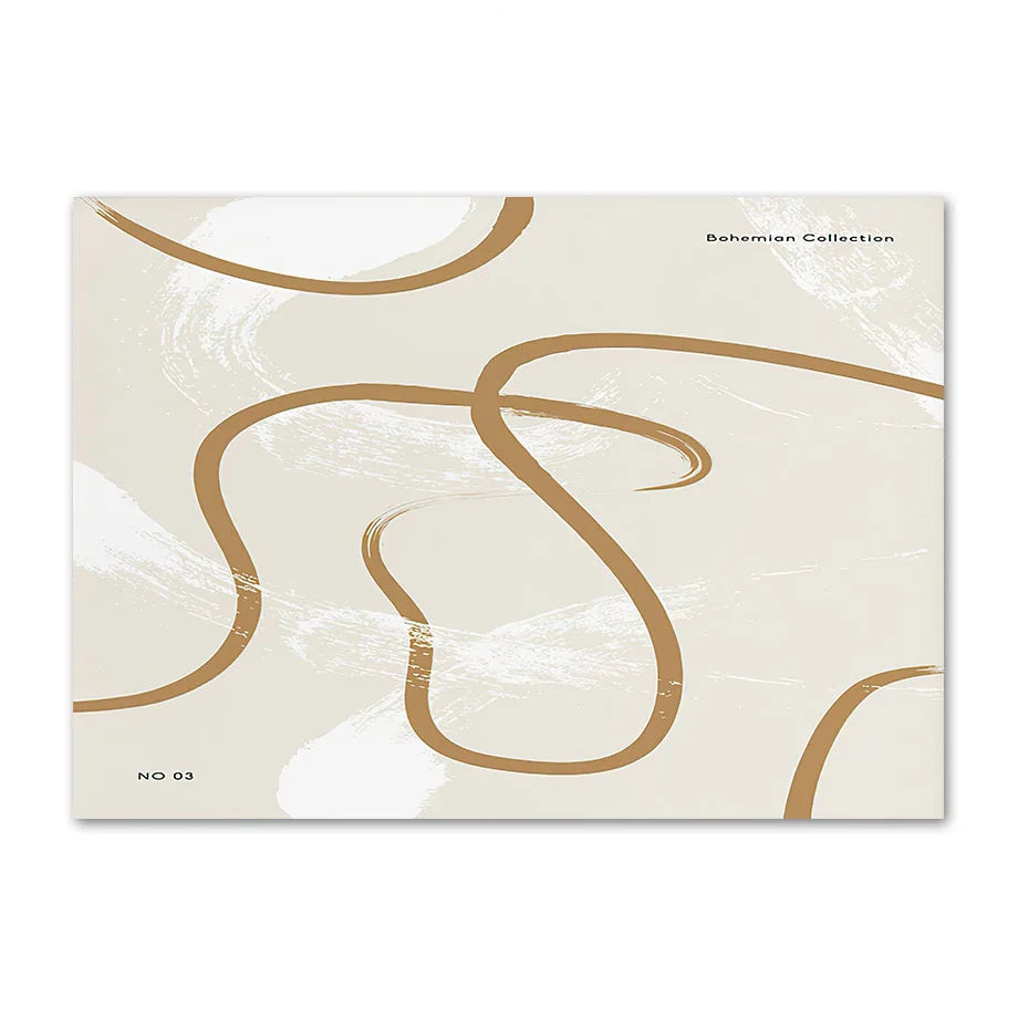 Tan brush lines looping across a cream background, landscape canvas print