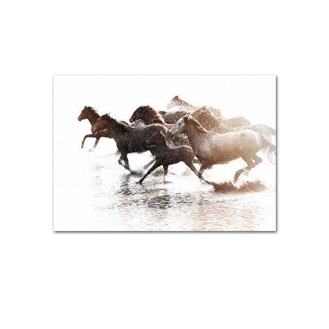 Horses racing canvas poster.