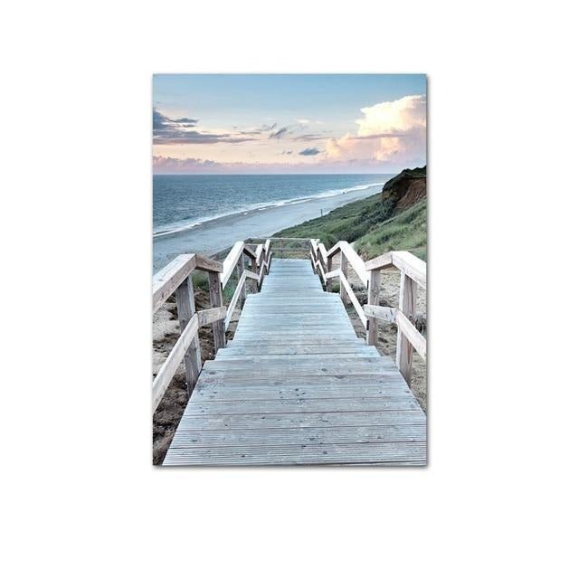 Beach stairs canvas poster.