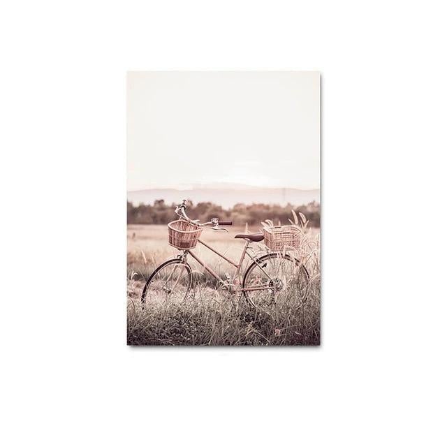 Bicycle in field canvas poster.