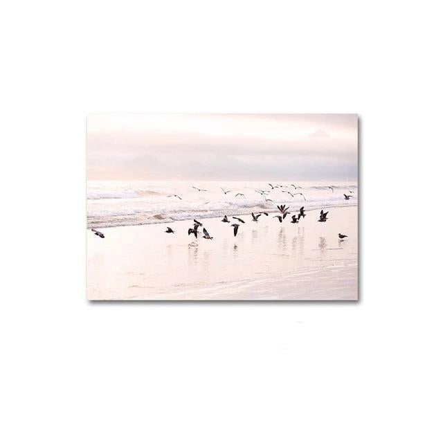 Birds by the sea canvas poster.