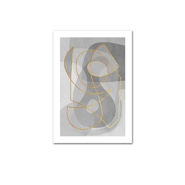 Gold lines on grey canvas poster.