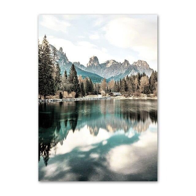 Lake reflection canvas poster.