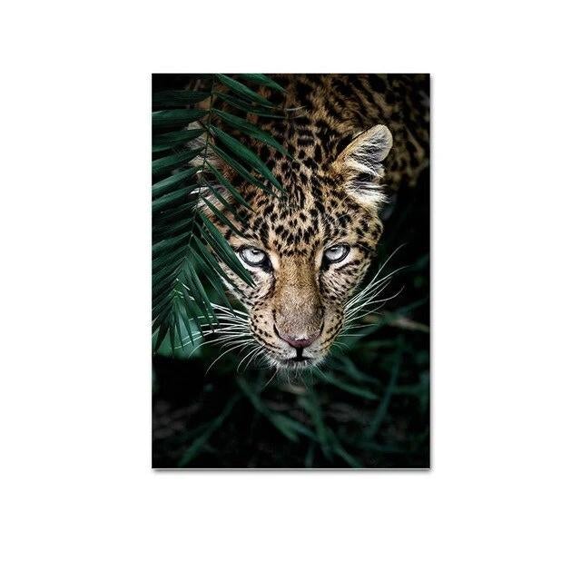 Leopard face canvas poster.