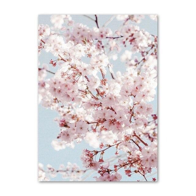 Pink flowers canvas poster.