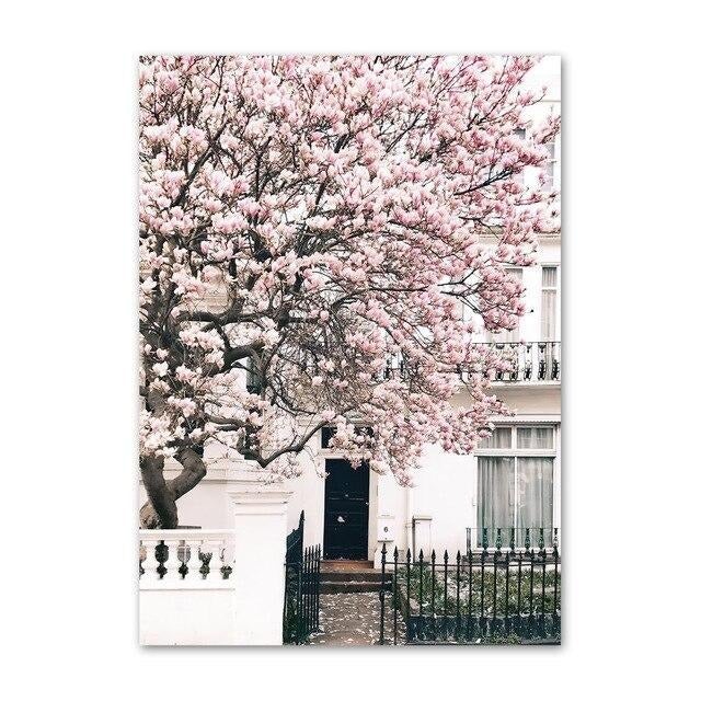 Pink tree canvas poster.
