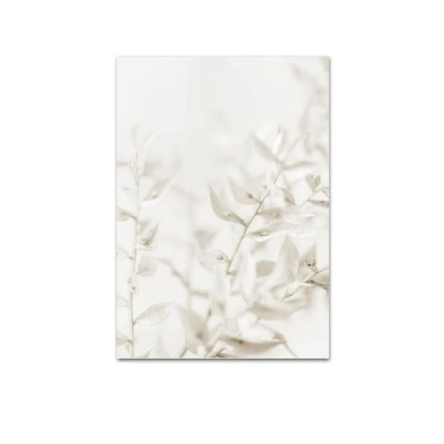 White leaves canvas poster.