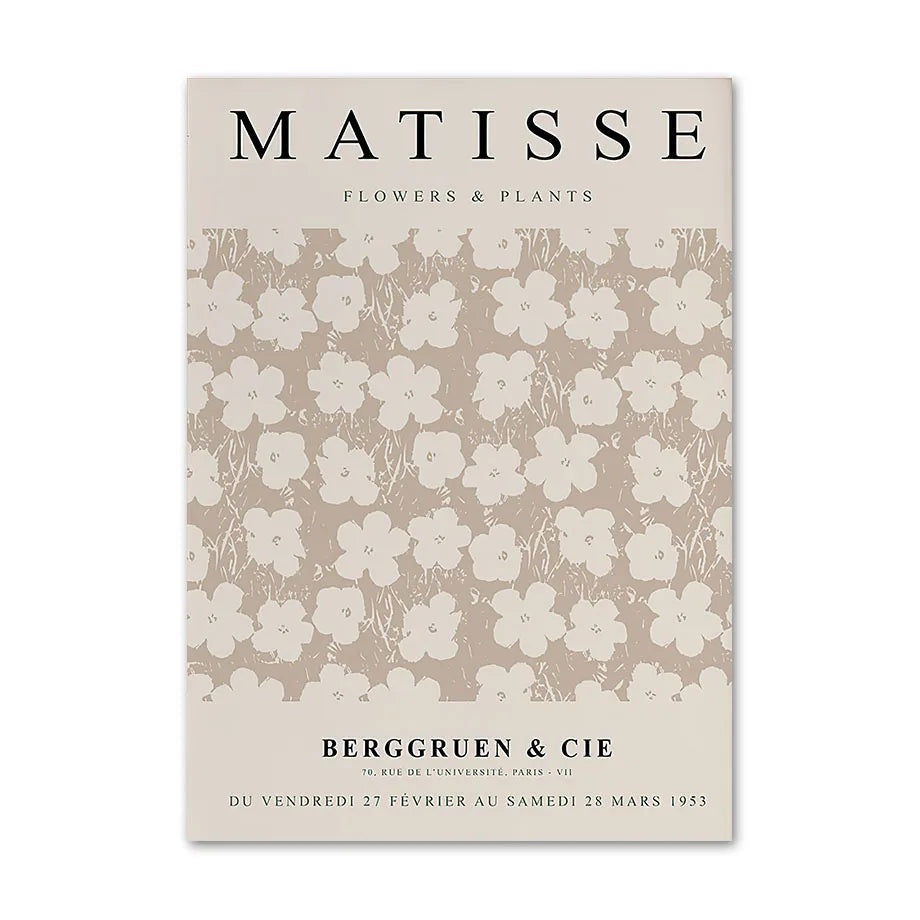 Cream flower pattern on a sand background, beige canvas print with title text