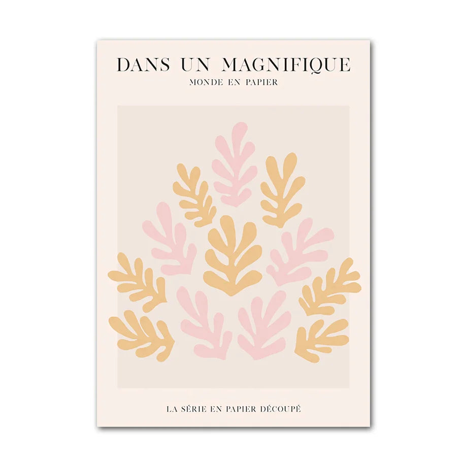 Golden grass and botanical canvas print on white background