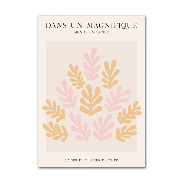 Golden grass and botanical canvas print on white background