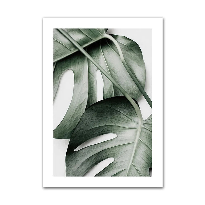 Canvas print with green leaves on a white background