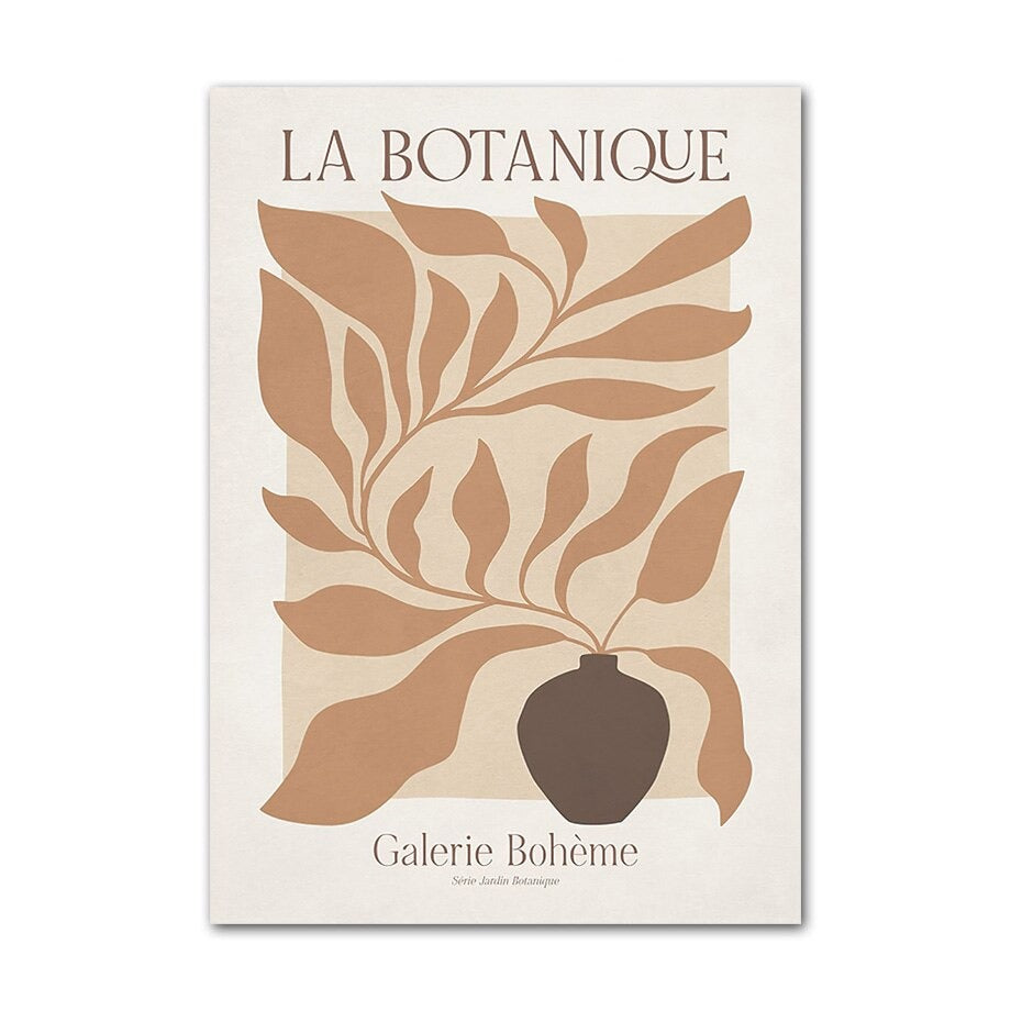 Abstract leaves boho canvas print — bohemian wall art