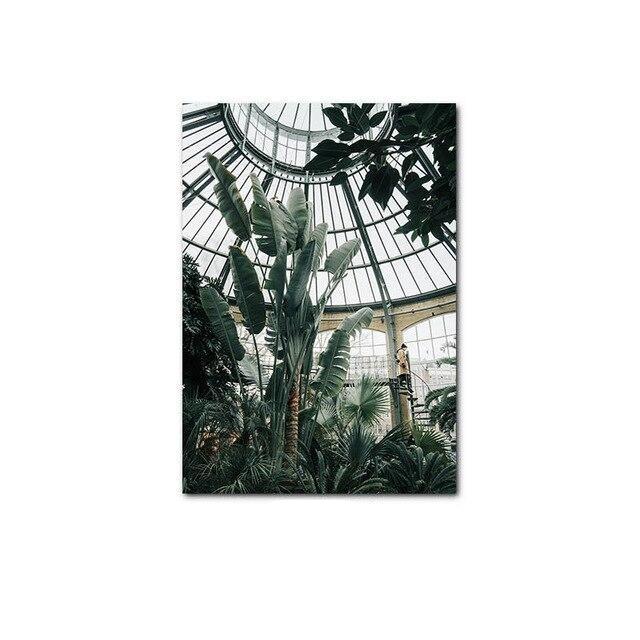 Palm trees in greenhouse poster.