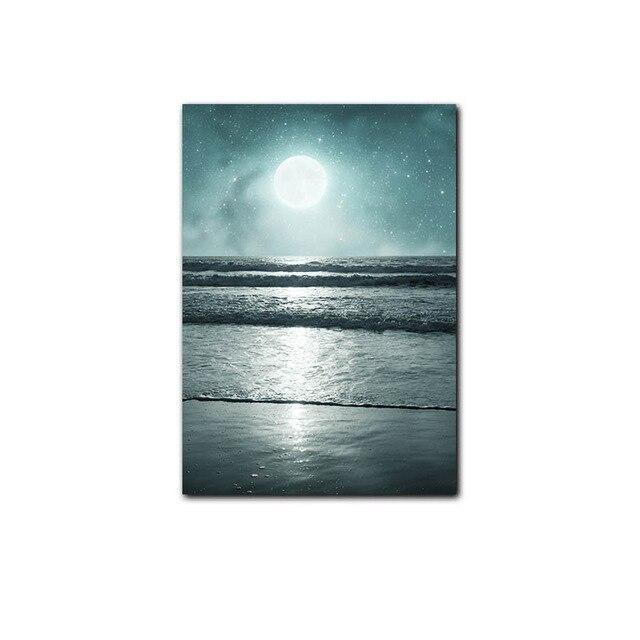 Sunset by the sea canvas poster.