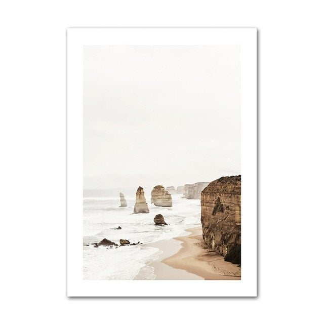 Beach cliff canvas poster.