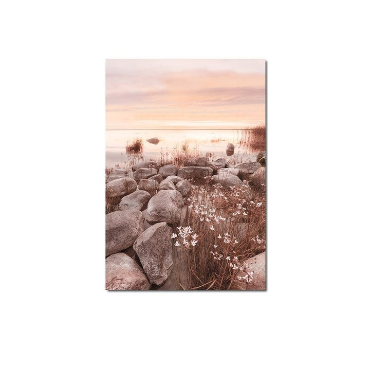 Rocks on the beach canvas poster.