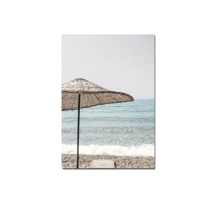 Beach umbrella canvas poster.