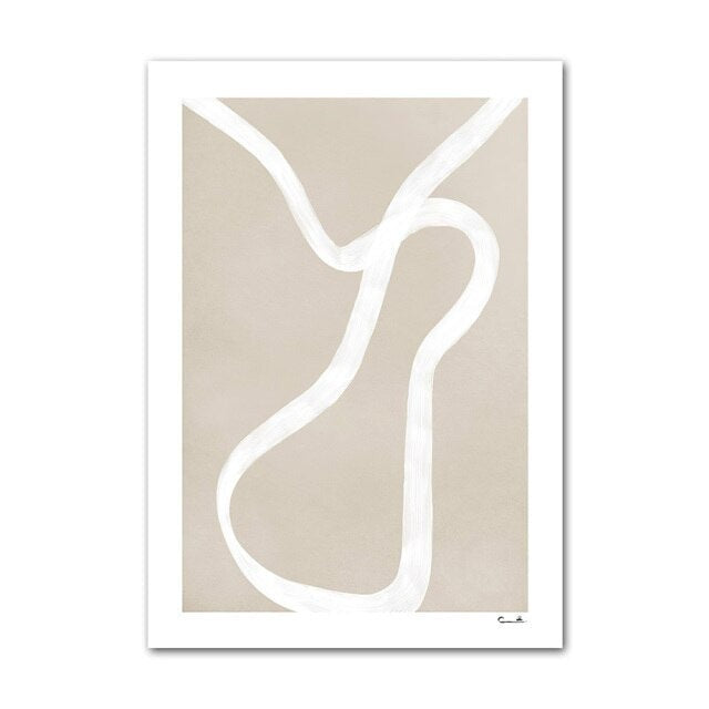 Beige abstract canvas poster.