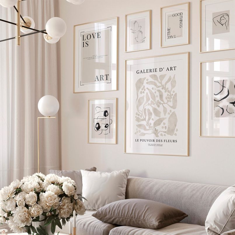Beige and black abstract poster.