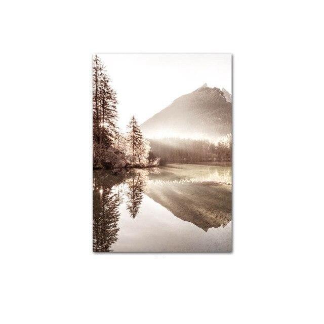 Mountain lake canvas poster.