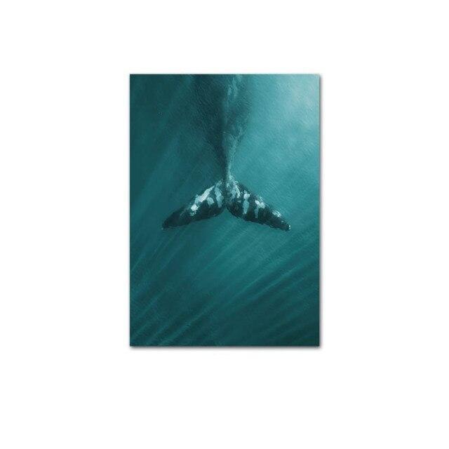Whale in water canvas poster.
