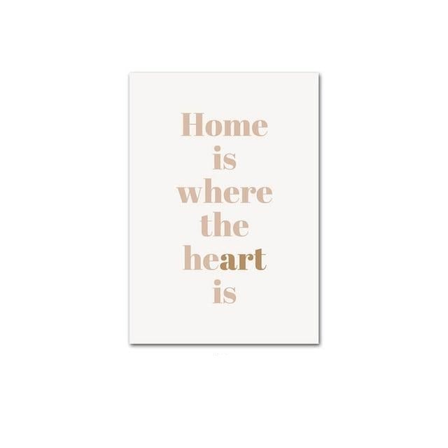 Home is where the heart is quote canvas poster.
