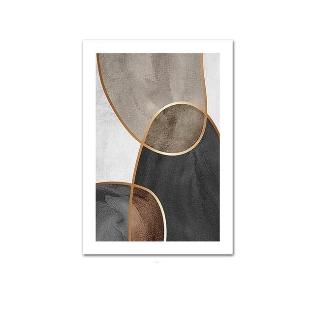 Abstract shape with gold accents poster.