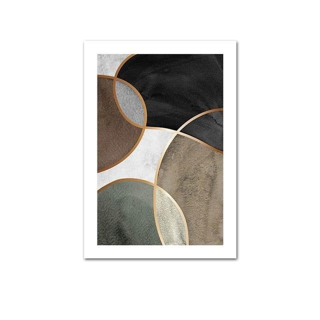 Abstract shapes with gold trim canvas poster.