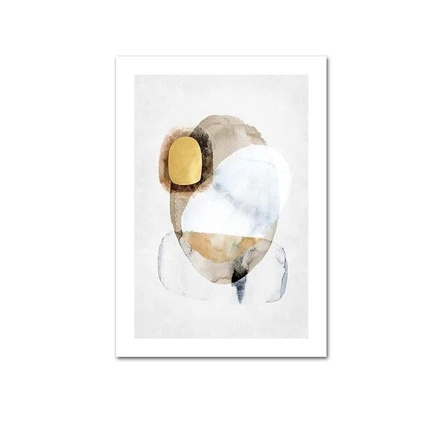 Abstract gold shapes canvas poster.