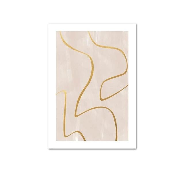 Gold lines on beige canvas poster.