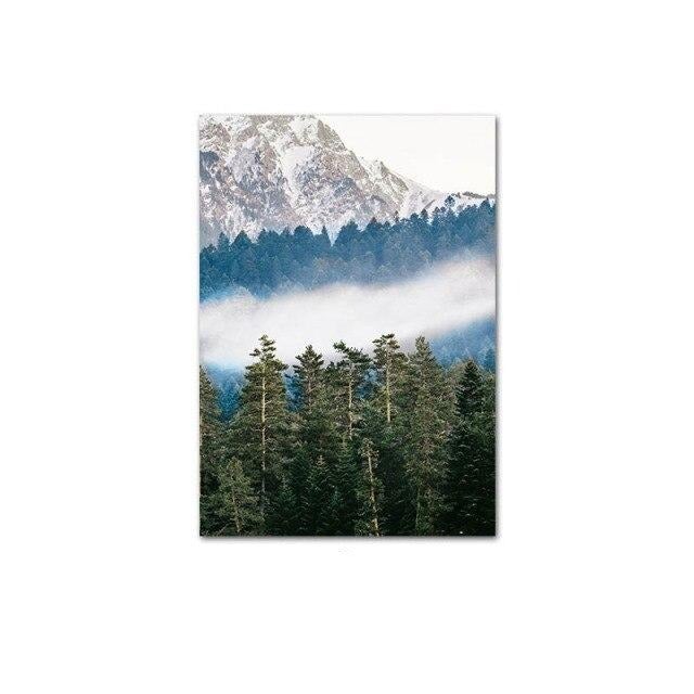 Misty forest canvas poster.
