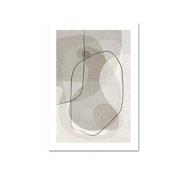 Grey line art abstract poster.