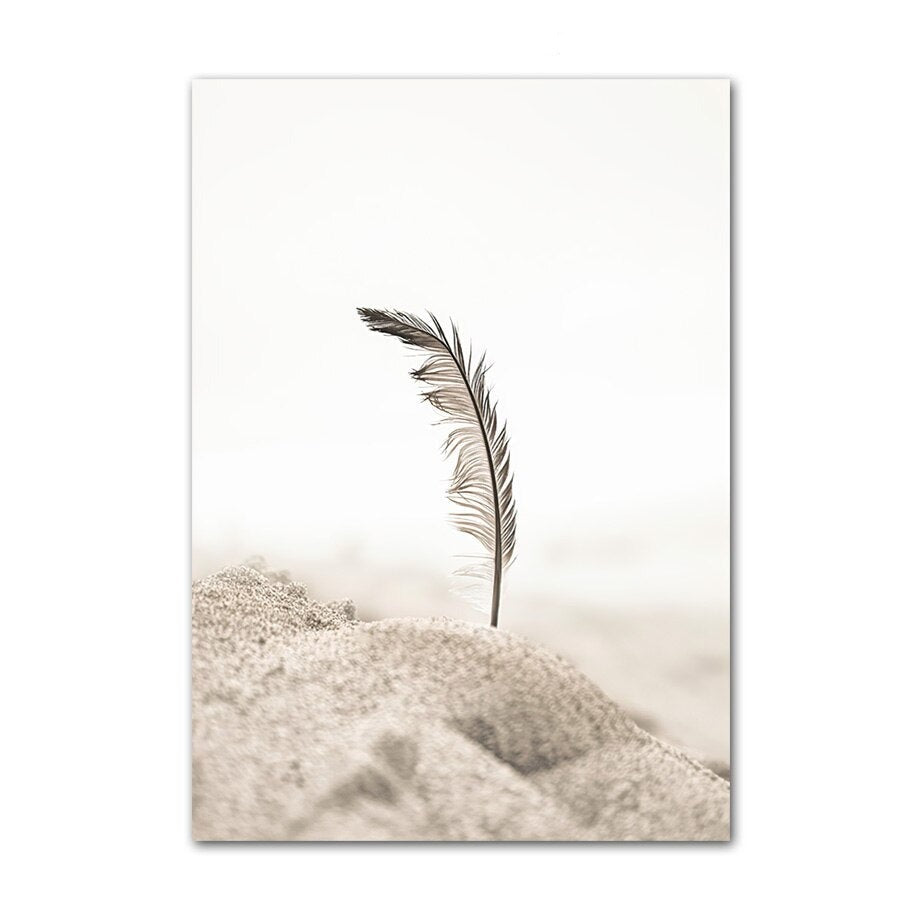 Feather on the beach poster.