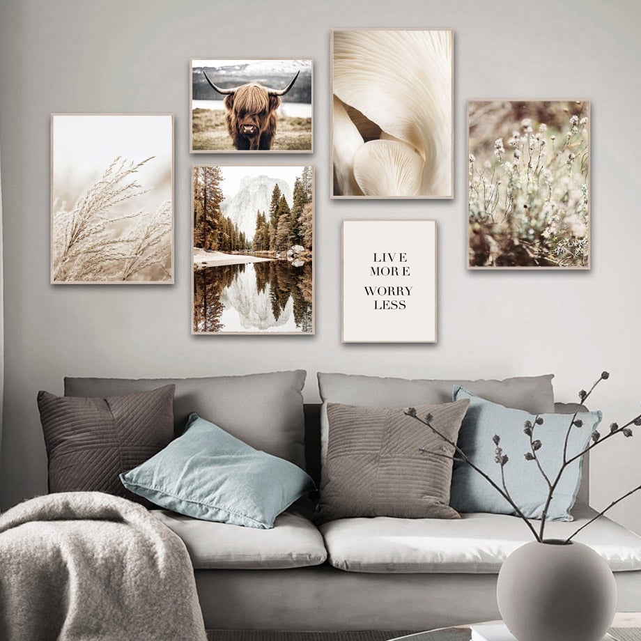 Highlands Canvas Prints on living room wall.