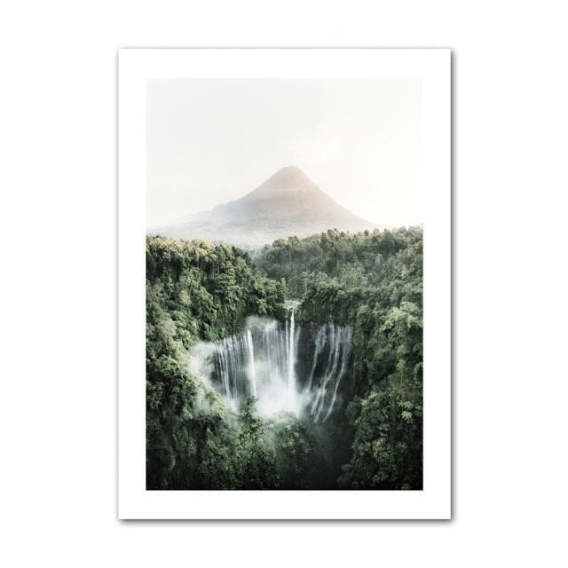 Jungle waterfall canvas poster.