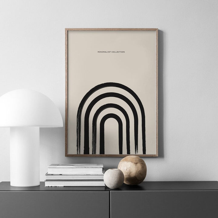 Minimalist arches poster on wall.
