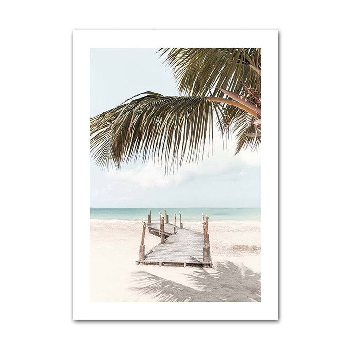 Palm tree beach canvas Poster.