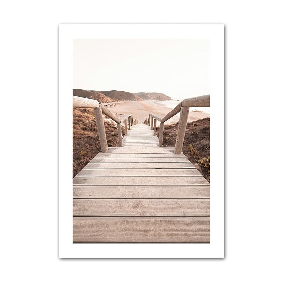 Wooden staircase to beach poster.