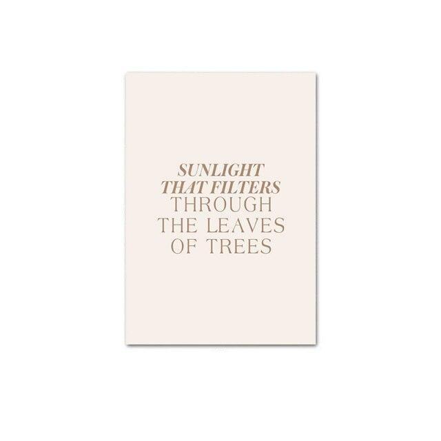 Sunlight inspirational quote canvas poster.