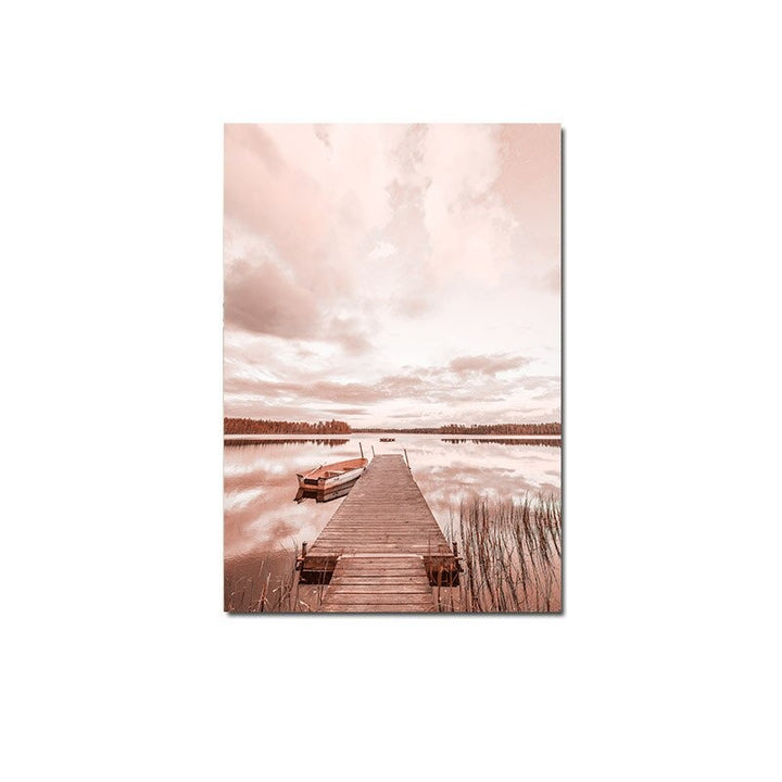 Sunset pink canvas poster.