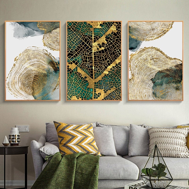 Vena Canvas Prints set on living room wall.