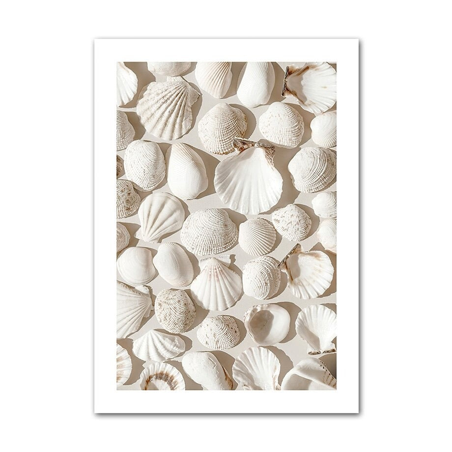 White seashells canvas poster.