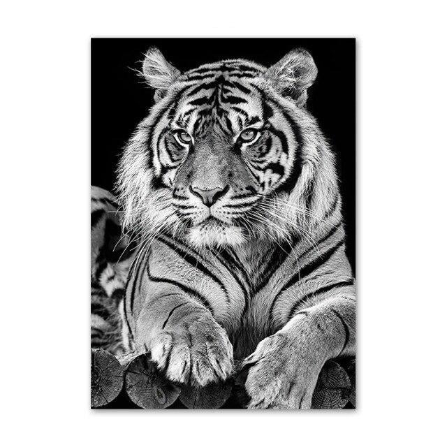 Tiger canvas black and white