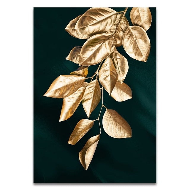 Gold tree leaves canvas print.