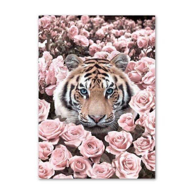 Pink tiger canvas print.